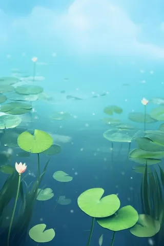 唯美荷塘荷叶节气背景