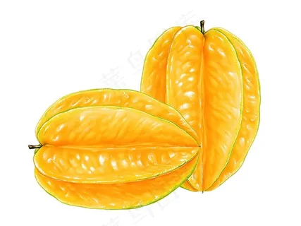 白色背景中的黄色杨桃 白色背景中的黄色杨桃