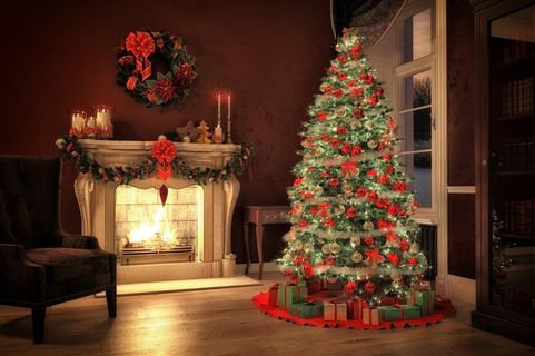 一堆礼物和圣诞树大图