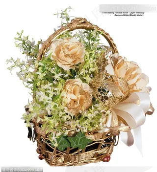 花艺花束-花篮中的白色花