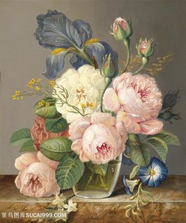 唯美高清花卉静物油画图片