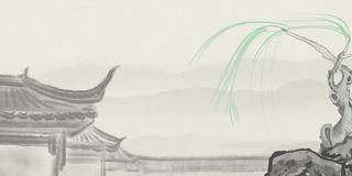 中国风传统水墨古风古典展板边框工笔画PS海报背景平面设计素材