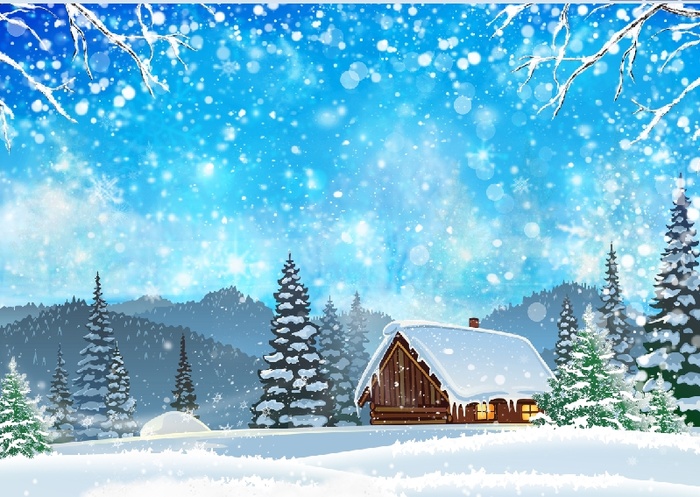 圣诞节白色雪花风景背景墙