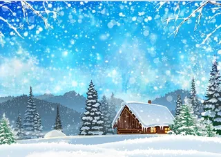 圣诞节白色雪花风景背景墙