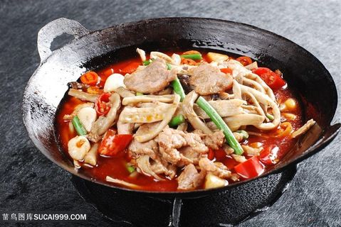 中华美食干锅茶树菇元份摄影图