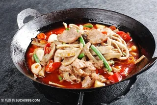 中华美食干锅茶树菇元份摄影图