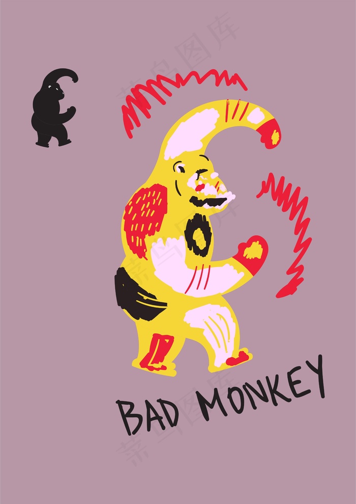 暴力猩猩 猴子人猿 抽象简笔画