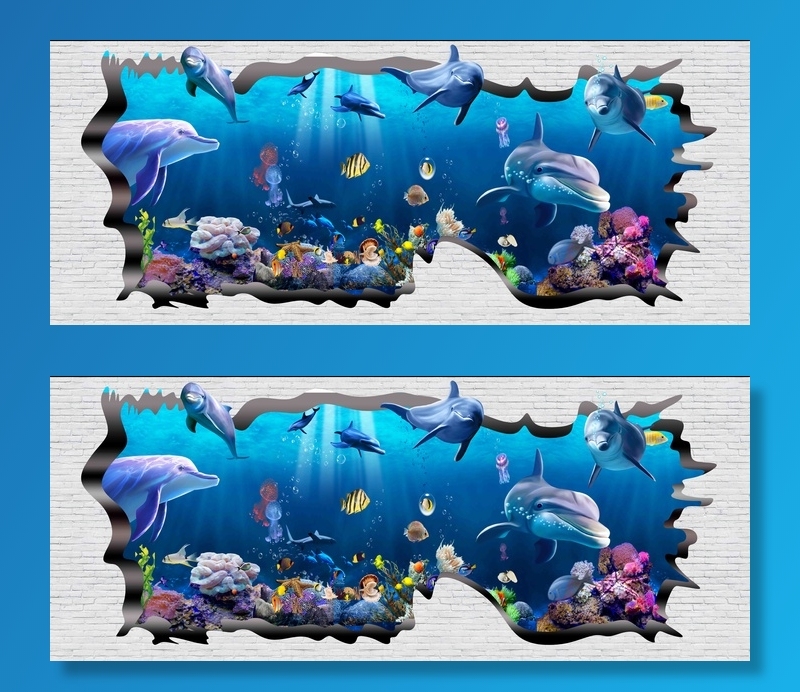 海底世界3D立体背景墙psd模版下载