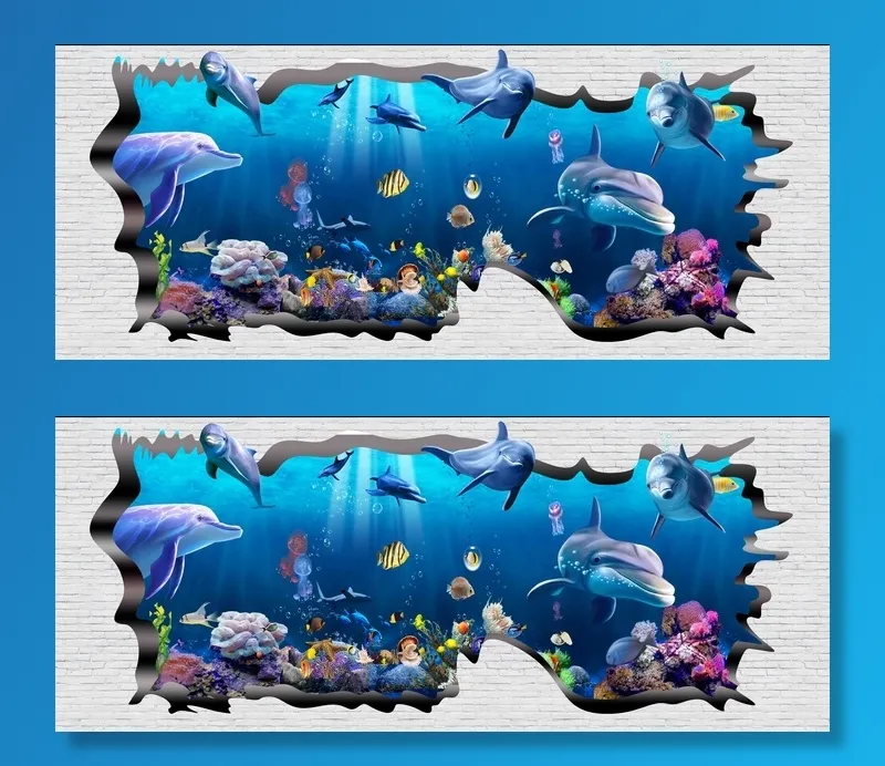 海底世界3D立体背景墙psd模版下载