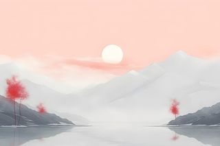 清新意境白云山水背景