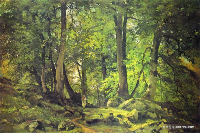 树林美景高清油画