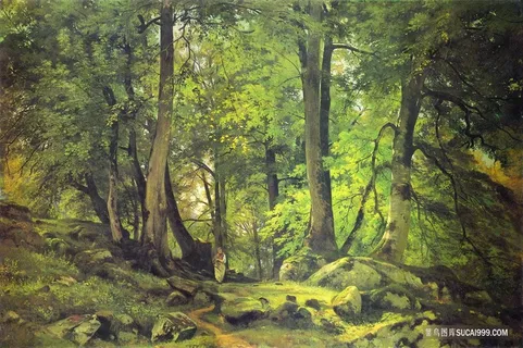 树林美景高清油画