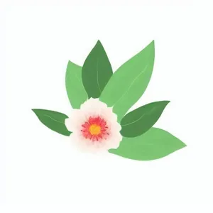 一朵花有绿叶环绕png免抠