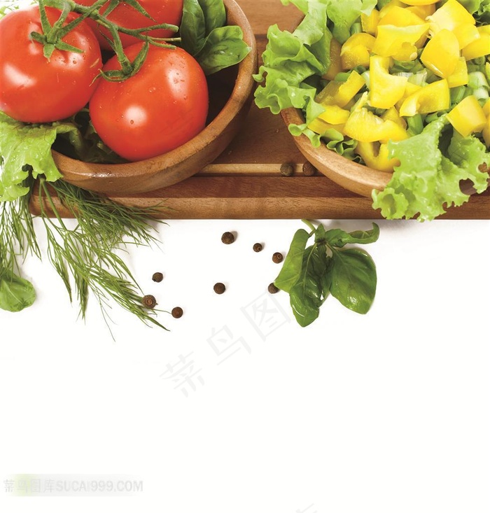 新鲜西红柿生菜和黄椒