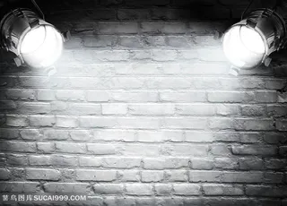 砖墙灯光射灯高清图片