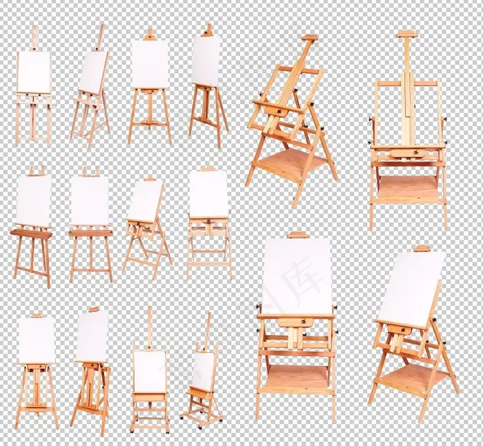 各种角度的绘画道具画架画板免扣素材
