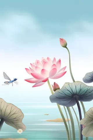 简约荷花朦胧美背景