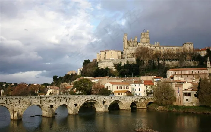 欧洲风景画拱桥