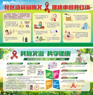 社区动员同防艾健康中国我行动宣传栏