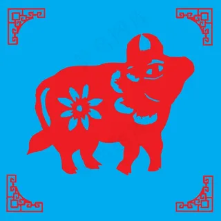 牛剪纸 剪纸风元素