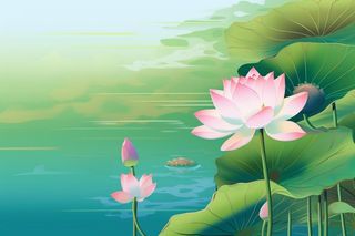 中国风清新绿色荷花荷叶背景