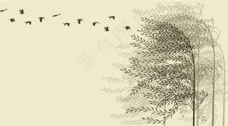 抽象剪影树鸟背景
