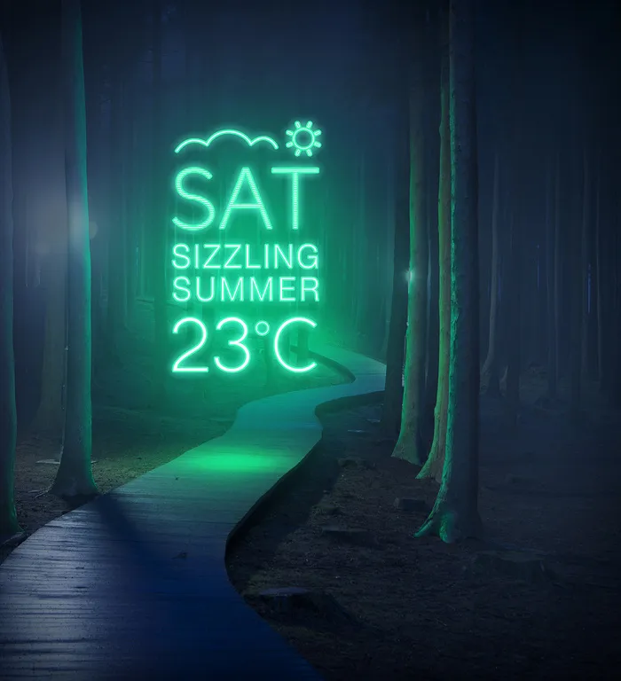 黑夜中的幻彩霓虹灯海报PSD分层素材psd模版下载