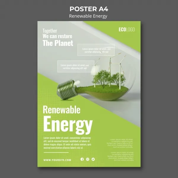 可再生能源海报模板psd模版下载