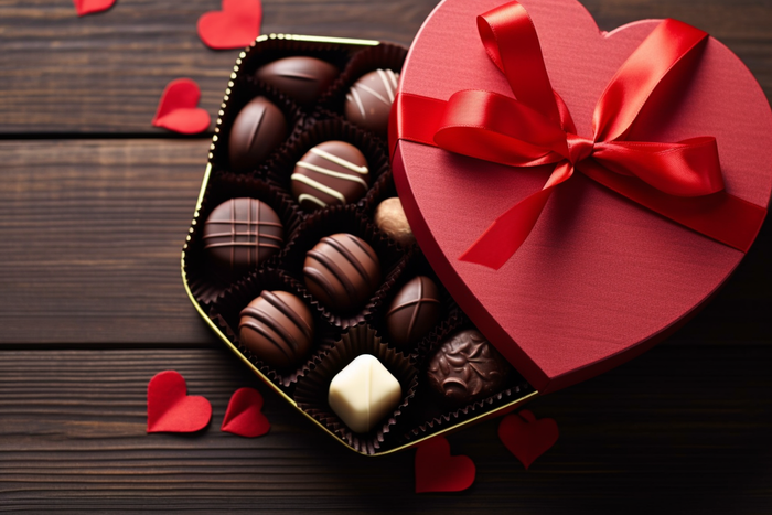 情人巧克力礼盒浪漫摄影图