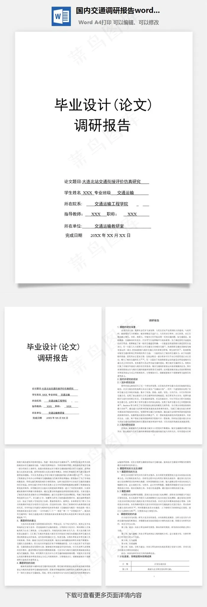 国内交通调研报告word文档