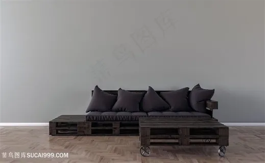 时尚黑色沙发软装效果图高清