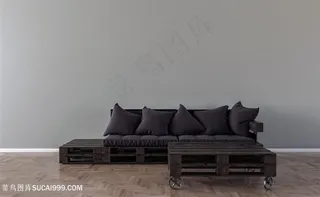 时尚黑色沙发软装效果图高清