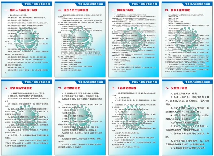 变电站八种制度cdr矢量模版下载