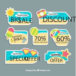 免抠彩色夏季促销标签