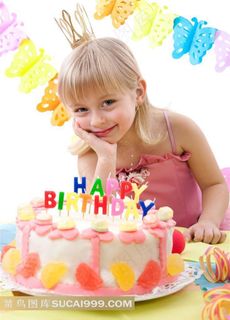 小女孩生日生日蛋糕高清素材