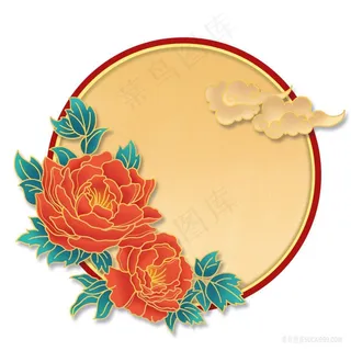 国潮风牡丹花边框