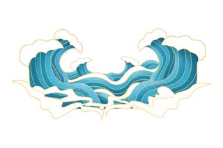 中国风国潮插画海浪波浪背景装饰浪花图案元素