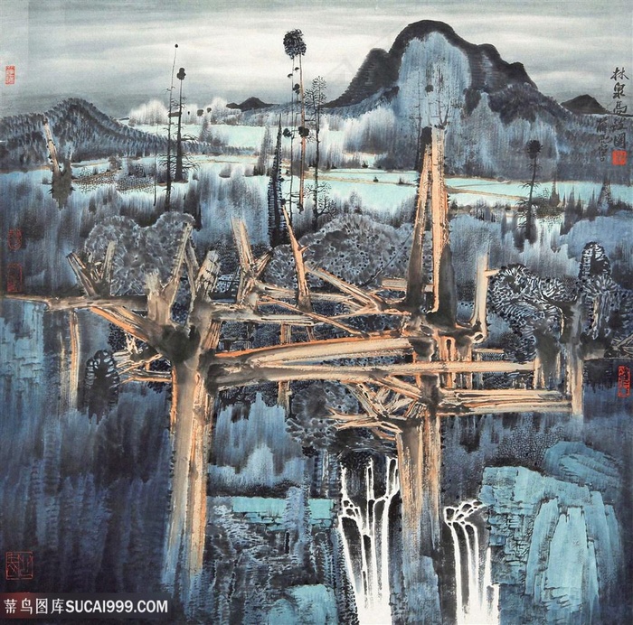 水墨山脉巍峨艺术挂画