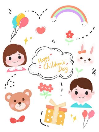 卡通儿童贴纸PSD素材