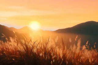 落日夕阳美景山脉摄影