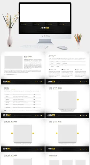 扁平化PPT模板预览图