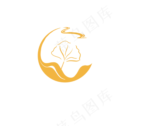 银杏叶元素金色图标