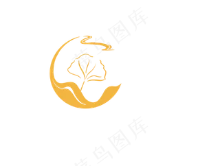 银杏叶元素金色图标