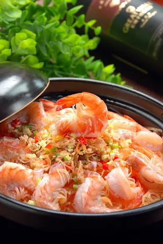 砂锅石锅美食煲类特色菜怀港式粉丝虾煲