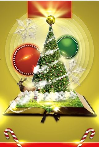 彩色圣诞节松树背景墙