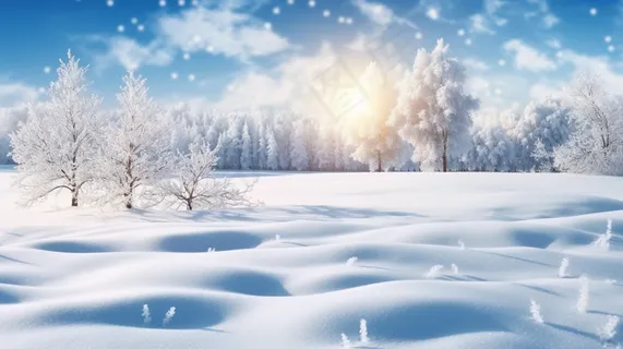 冬季下雪天白雪覆盖大地美景摄影图