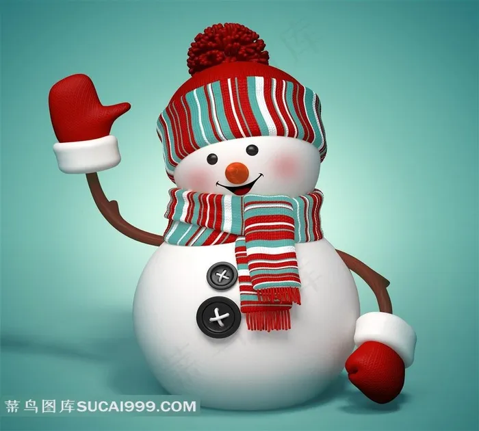 打招呼3D圣诞小雪人设计图片