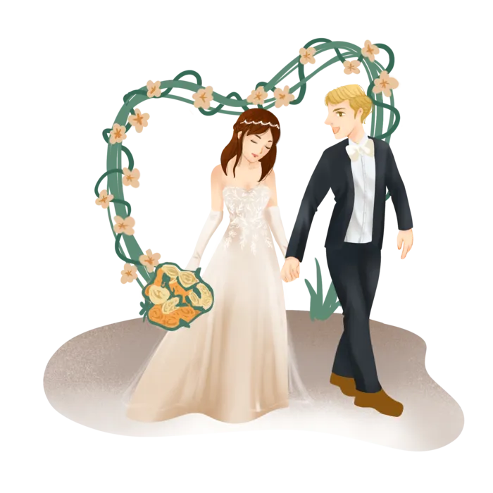 婚纱卡通人物婚礼白纱结婚婚纱摄影手绘