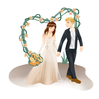 婚纱卡通人物婚礼白纱结婚婚纱摄影手绘