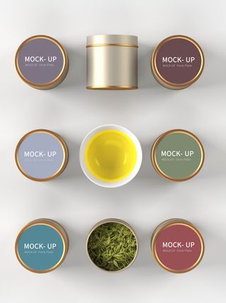 高端品牌茶叶包装盒纸袋智能贴图样机产品效果图展示PSD素材模板